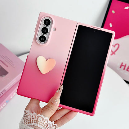 For Galaxy Z Fold8 Ultra 5G Skin Feel Gradient Rose Pink DIY Heart Shaped Phone Case - Default - EDA009971902