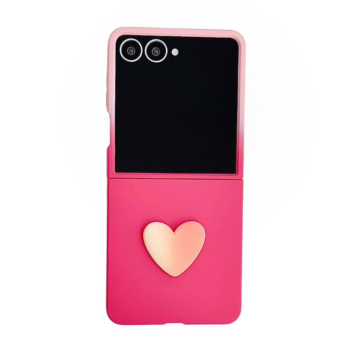 For Galaxy Z Flip8 5G Skin Feel Gradient Rose Pink DIY Heart Shaped Phone Case - Default - EDA009971903