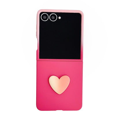 For Galaxy Z Flip8 5G Skin Feel Gradient Rose Pink DIY Heart Shaped Phone Case - Default - EDA009971903