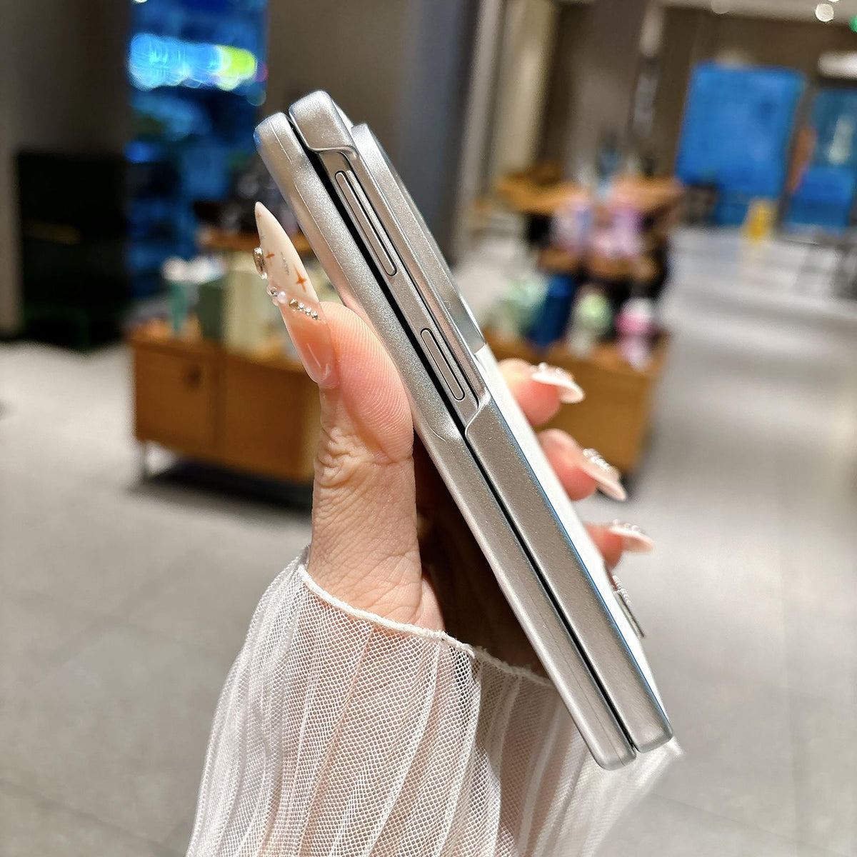 For Galaxy Z Fold8 5G Nameplate Silver Edged Morandi Solid Color Leather Textured Phone Case - Purple - EDA009972501A