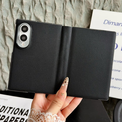 For Galaxy Z Fold8 5G Minimalist Foldable Full Coverage Flip Leather Phone Case - Black - EDA009973801A