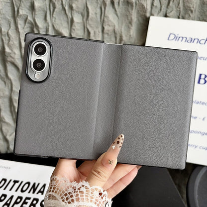 For Galaxy Z Fold8 5G Minimalist Foldable Full Coverage Flip Leather Phone Case - Grey - EDA009973801B