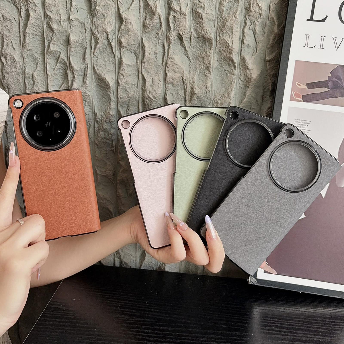For OPPO Find N6 Minimalist Foldable Full Coverage Flip Leather Phone Case - Mint Green - EDA009973901C