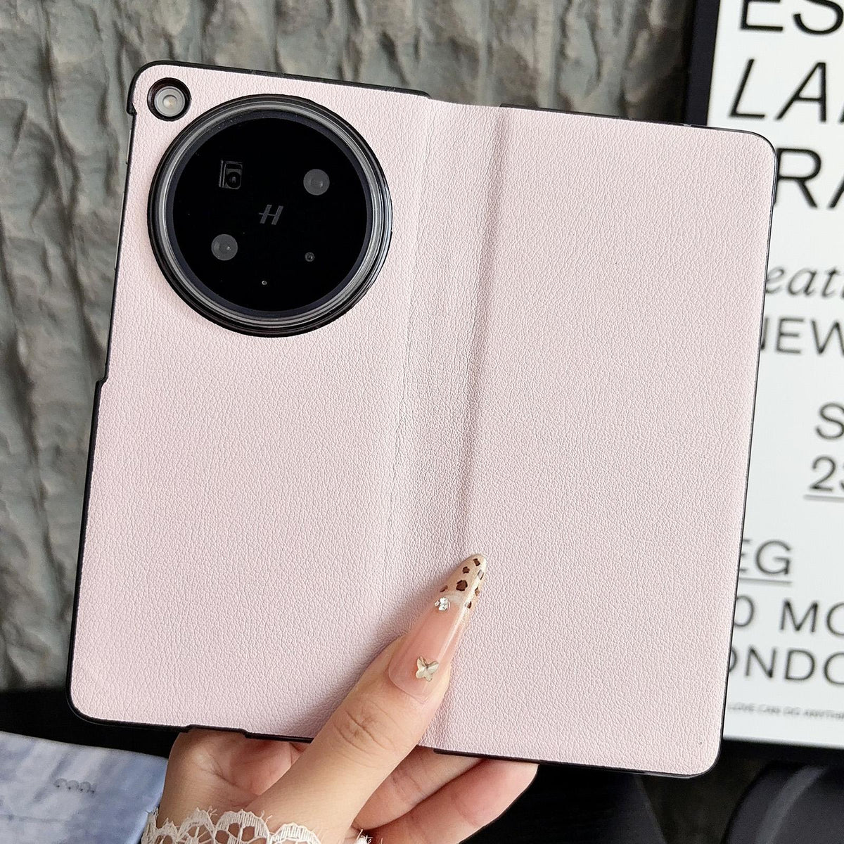 For OPPO Find N6 Minimalist Foldable Full Coverage Flip Leather Phone Case - Pink - EDA009973901D