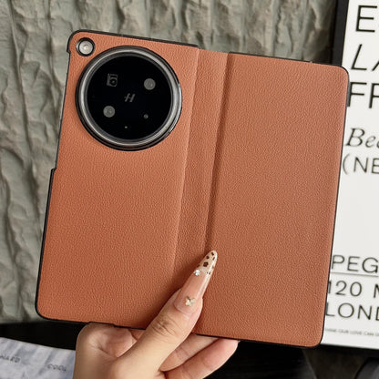 For OPPO Find N6 Minimalist Foldable Full Coverage Flip Leather Phone Case - Brown - EDA009973901E