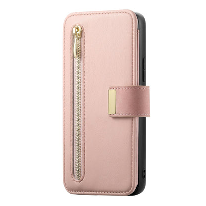 For Galaxy M56 5G Ring Zipper Wallet RFID Blocking MagSafe Leather Phone Case(Pink)