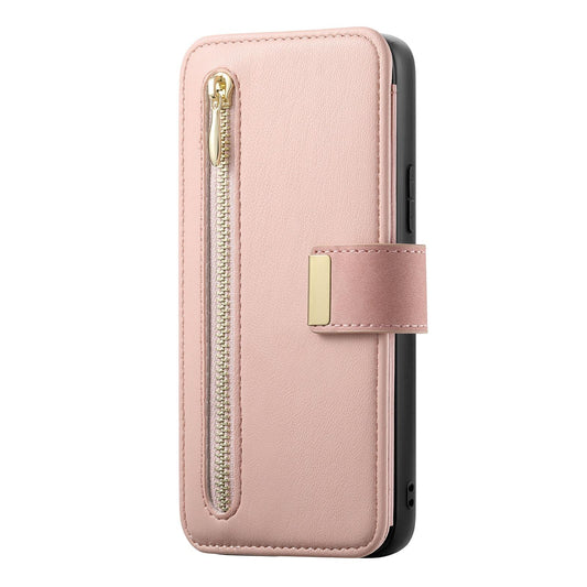 For Galaxy M56 5G Ring Zipper Wallet RFID Blocking MagSafe Leather Phone Case(Pink)