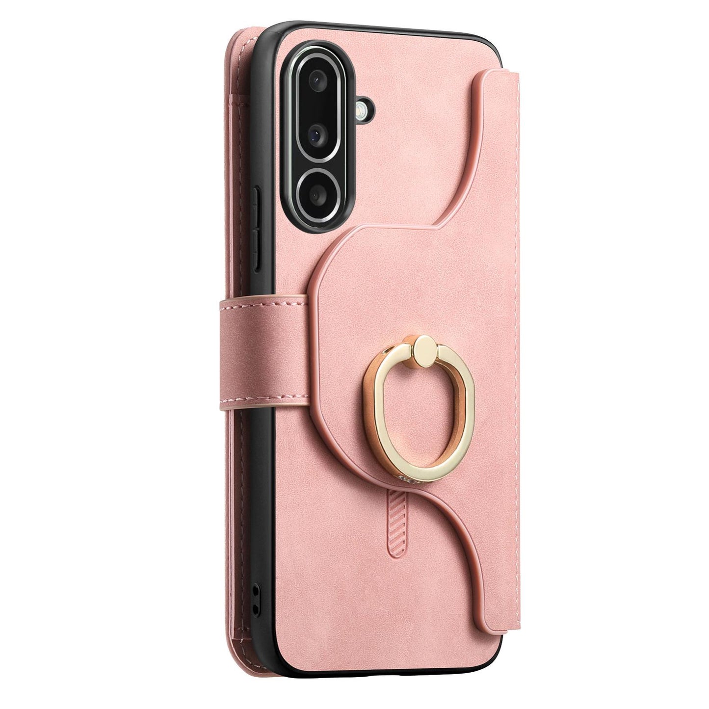 For Galaxy M56 5G Ring Zipper Wallet RFID Blocking MagSafe Leather Phone Case(Pink)