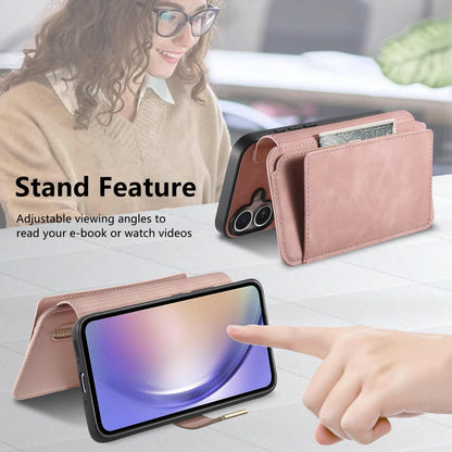 For Galaxy M56 5G Ring Zipper Wallet RFID Blocking MagSafe Leather Phone Case(Pink)