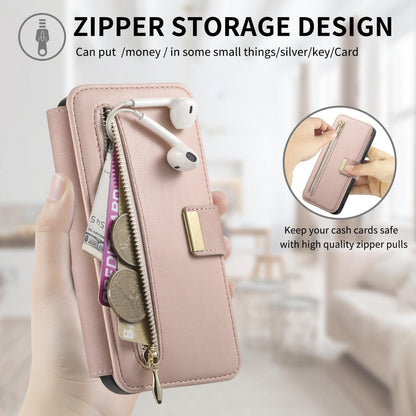 For Galaxy M56 5G Ring Zipper Wallet RFID Blocking MagSafe Leather Phone Case(Pink)
