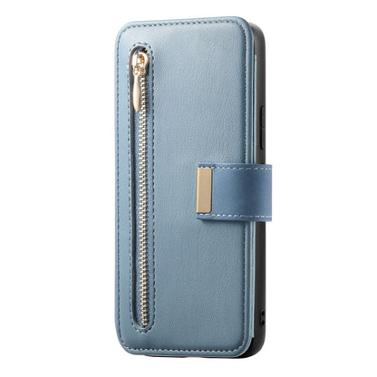 For Galaxy M56 5G Ring Zipper Wallet RFID Blocking MagSafe Leather Phone Case(Blue)