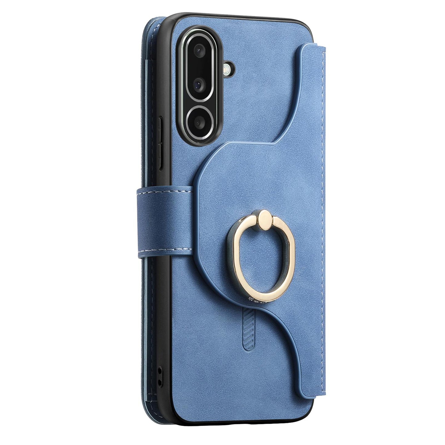 For Galaxy M56 5G Ring Zipper Wallet RFID Blocking MagSafe Leather Phone Case(Blue)