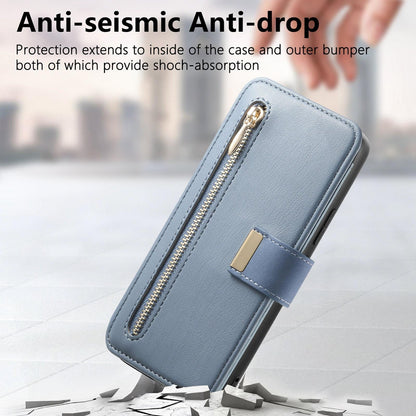 For Galaxy M56 5G Ring Zipper Wallet RFID Blocking MagSafe Leather Phone Case(Blue)