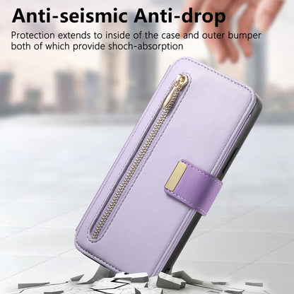 For Galaxy M56 5G Ring Zipper Wallet RFID Blocking MagSafe Leather Phone Case(Purple)