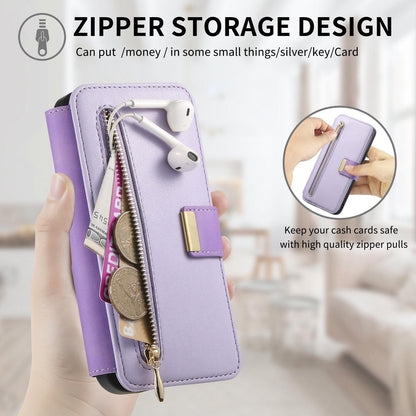 For Galaxy M56 5G Ring Zipper Wallet RFID Blocking MagSafe Leather Phone Case(Purple)