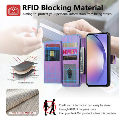 For Galaxy M56 5G Ring Zipper Wallet RFID Blocking MagSafe Leather Phone Case(Purple)