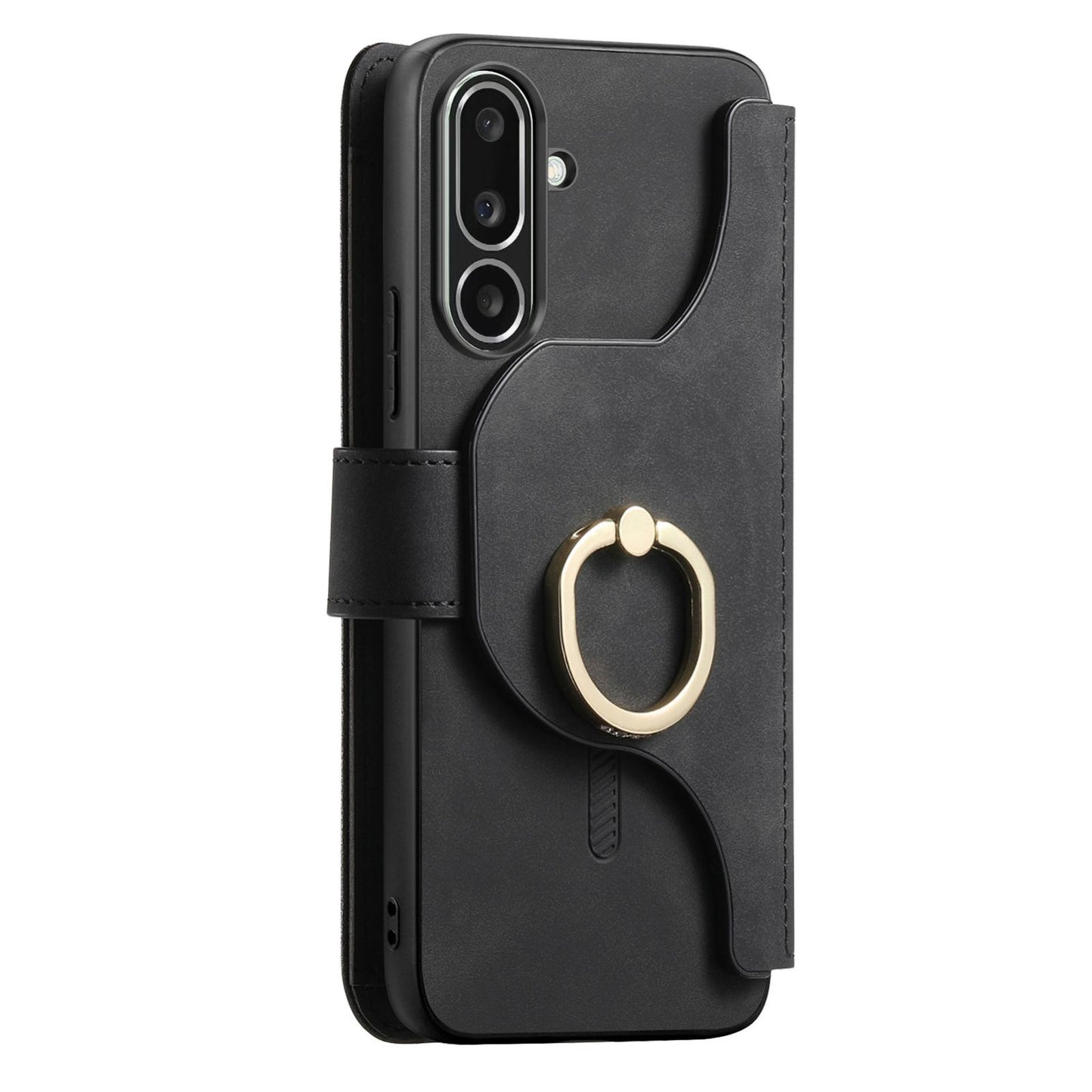 For Galaxy M56 5G Ring Zipper Wallet RFID Blocking MagSafe Leather Phone Case(Black)
