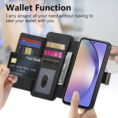For Galaxy M56 5G Ring Zipper Wallet RFID Blocking MagSafe Leather Phone Case(Black)