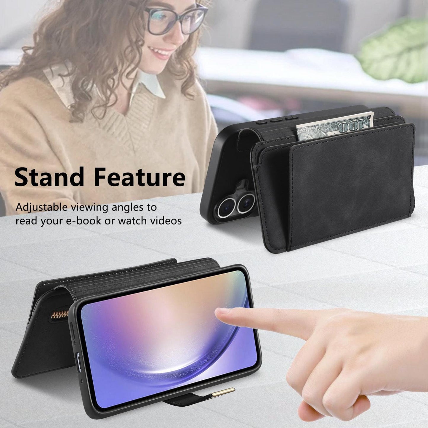 For Galaxy M56 5G Ring Zipper Wallet RFID Blocking MagSafe Leather Phone Case(Black)