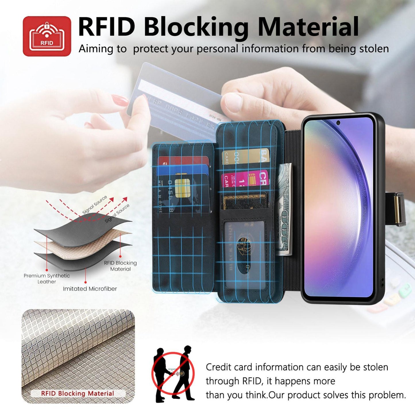 For Galaxy M56 5G Ring Zipper Wallet RFID Blocking MagSafe Leather Phone Case(Black)
