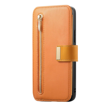For Galaxy M56 5G Ring Zipper Wallet RFID Blocking MagSafe Leather Phone Case(Orange)
