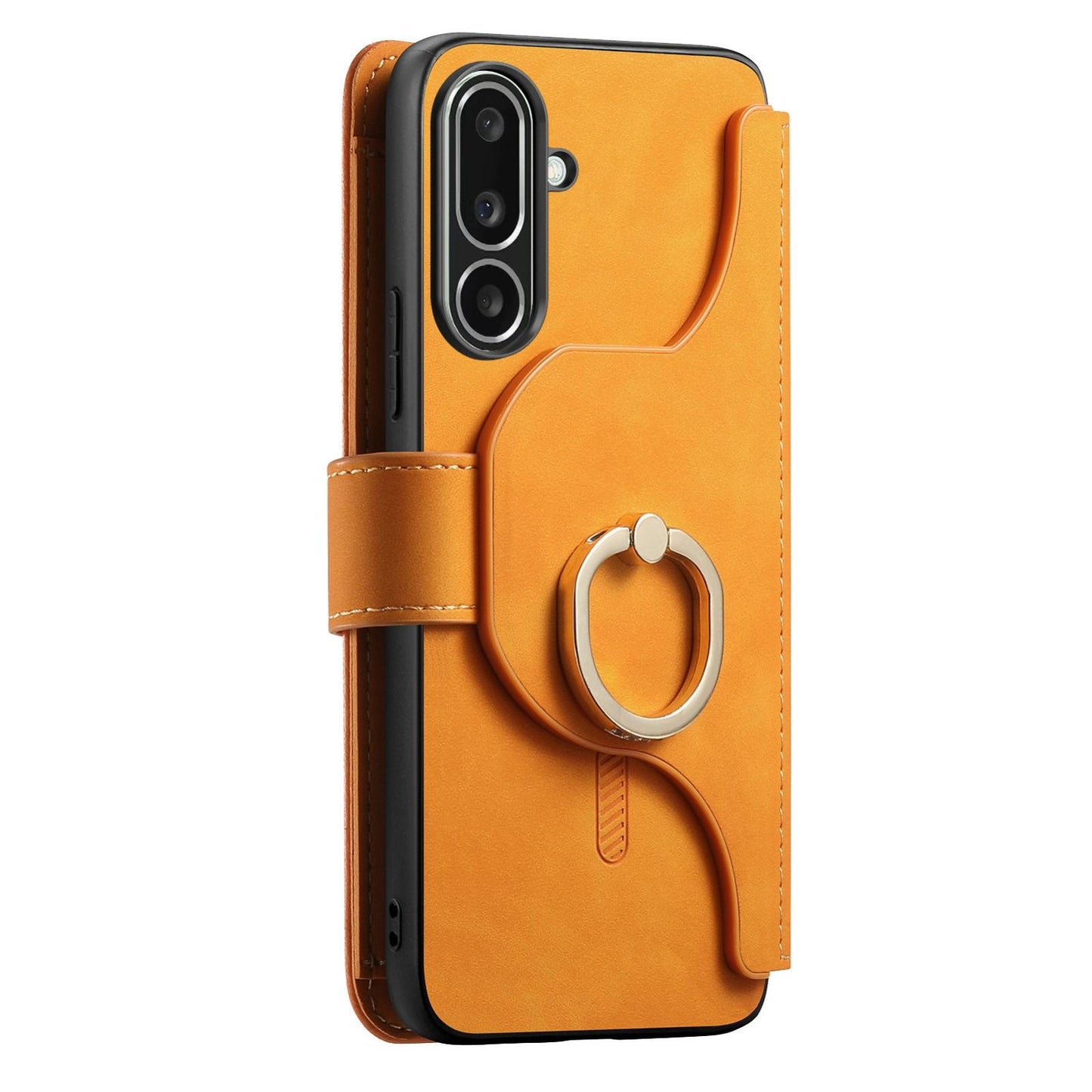 For Galaxy M56 5G Ring Zipper Wallet RFID Blocking MagSafe Leather Phone Case(Orange)