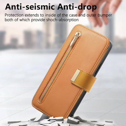 For Galaxy M56 5G Ring Zipper Wallet RFID Blocking MagSafe Leather Phone Case(Orange)