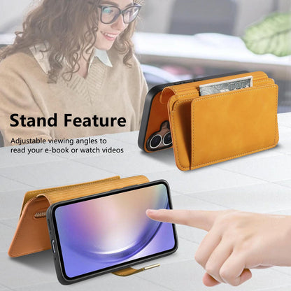 For Galaxy M56 5G Ring Zipper Wallet RFID Blocking MagSafe Leather Phone Case(Orange)