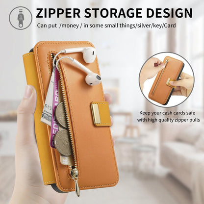 For Galaxy M56 5G Ring Zipper Wallet RFID Blocking MagSafe Leather Phone Case(Orange)