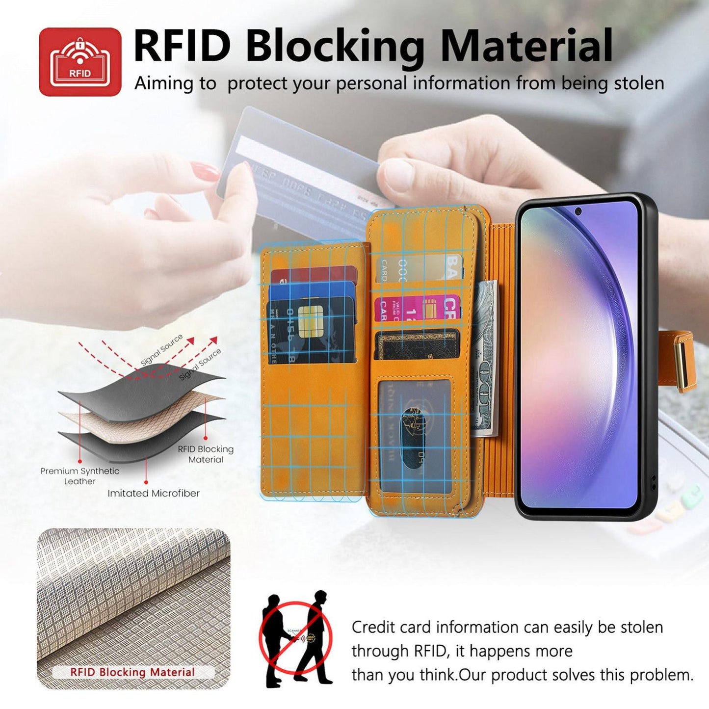For Galaxy M56 5G Ring Zipper Wallet RFID Blocking MagSafe Leather Phone Case(Orange)