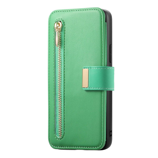 For Galaxy M56 5G Ring Zipper Wallet RFID Blocking MagSafe Leather Phone Case(Green)