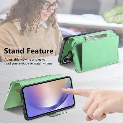 For Galaxy M56 5G Ring Zipper Wallet RFID Blocking MagSafe Leather Phone Case(Green)