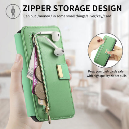For Galaxy M56 5G Ring Zipper Wallet RFID Blocking MagSafe Leather Phone Case(Green)