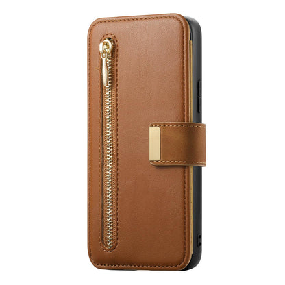 For Galaxy M56 5G Ring Zipper Wallet RFID Blocking MagSafe Leather Phone Case(Brown)
