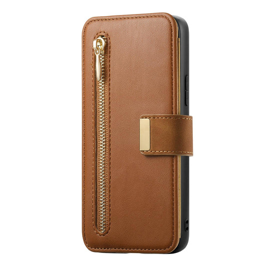 For Galaxy M56 5G Ring Zipper Wallet RFID Blocking MagSafe Leather Phone Case(Brown)