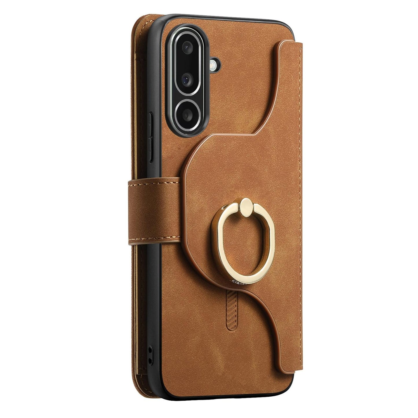 For Galaxy M56 5G Ring Zipper Wallet RFID Blocking MagSafe Leather Phone Case(Brown)