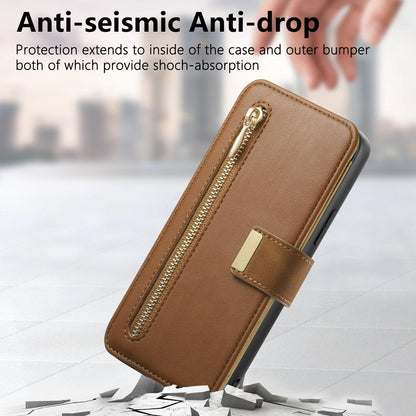 For Galaxy M56 5G Ring Zipper Wallet RFID Blocking MagSafe Leather Phone Case(Brown)