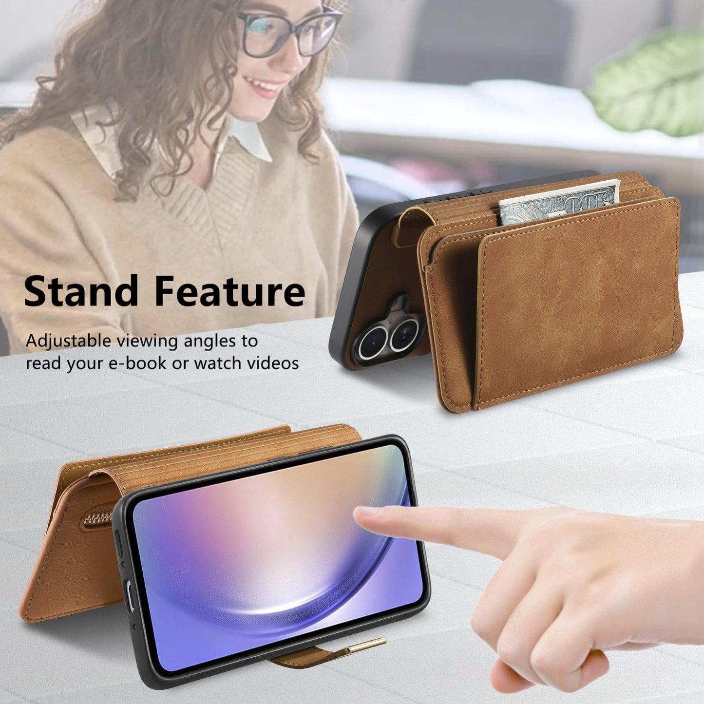 For Galaxy M56 5G Ring Zipper Wallet RFID Blocking MagSafe Leather Phone Case(Brown)
