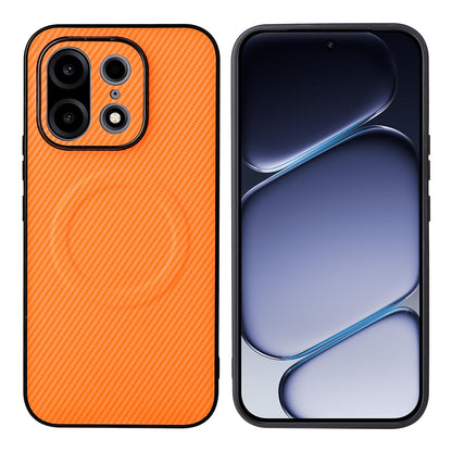 For OnePlus Turbo 6X Pro 5G Precise Cutout Carbon Fiber Texture Vegan Leather Phone Case - Orange - EDA009977201A