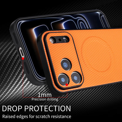 For OnePlus Turbo 6X Pro 5G Precise Cutout Carbon Fiber Texture Vegan Leather Phone Case - Orange - EDA009977201A