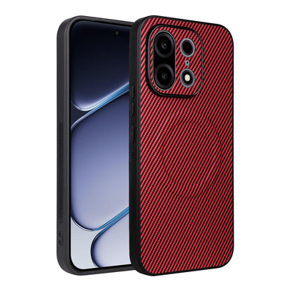 For OnePlus Turbo 6X Pro 5G Precise Cutout Carbon Fiber Texture Vegan Leather Phone Case - Red - EDA009977201B