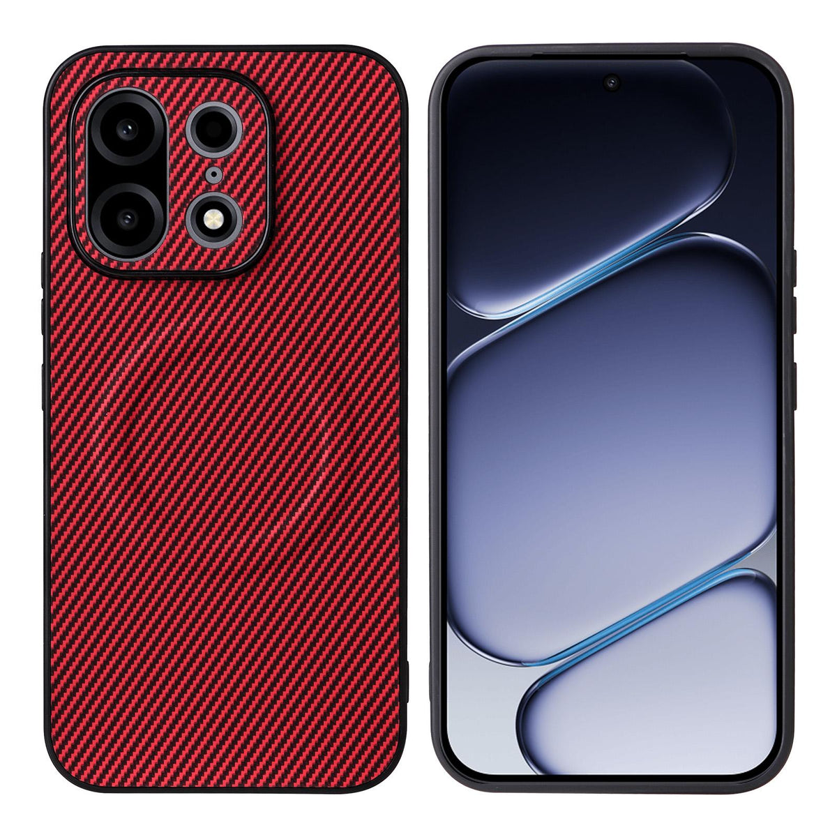 For OnePlus Turbo 6X Pro 5G Precise Cutout Carbon Fiber Texture Vegan Leather Phone Case - Red - EDA009977201B