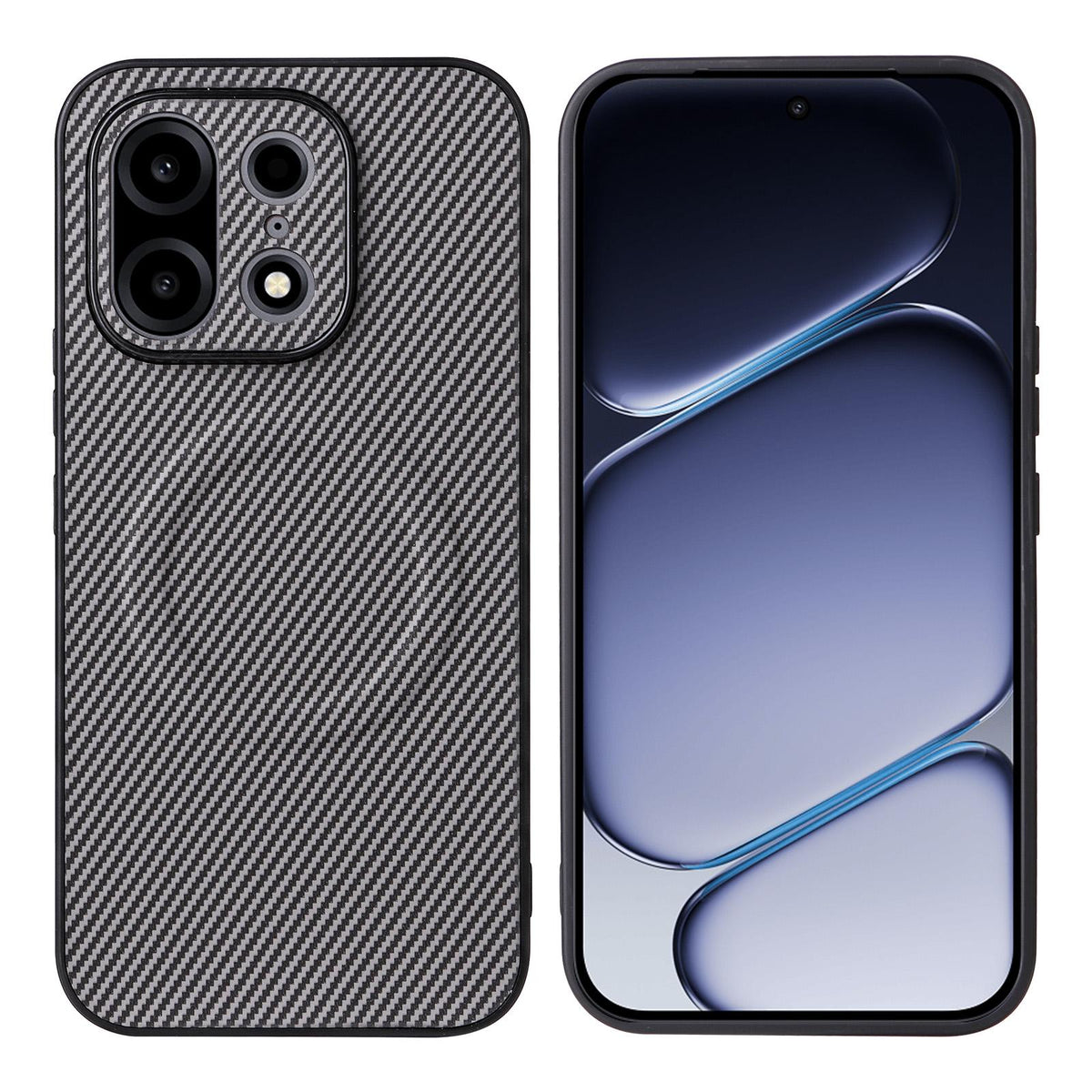 For OnePlus Turbo 6X Pro 5G Precise Cutout Carbon Fiber Texture Vegan Leather Phone Case - Grey - EDA009977201C
