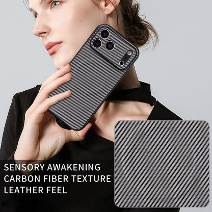 For OnePlus Turbo 6X Pro 5G Precise Cutout Carbon Fiber Texture Vegan Leather Phone Case - Grey - EDA009977201C
