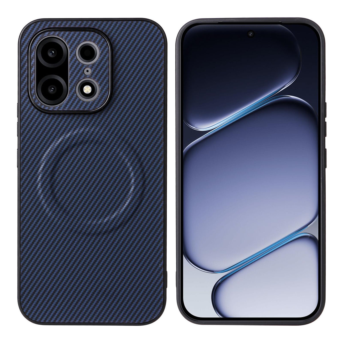 For OnePlus Turbo 6X Pro 5G Precise Cutout Carbon Fiber Texture Vegan Leather Phone Case - Blue - EDA009977201D