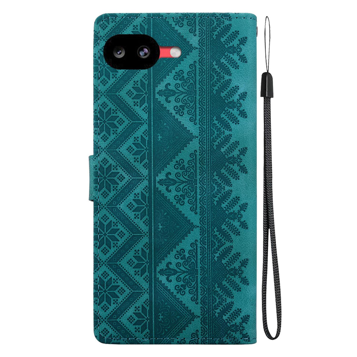 For Google Pixel 10a Ethnic Pattern Embossed Vegan Leather Phone Case - Green - EDA009978303B