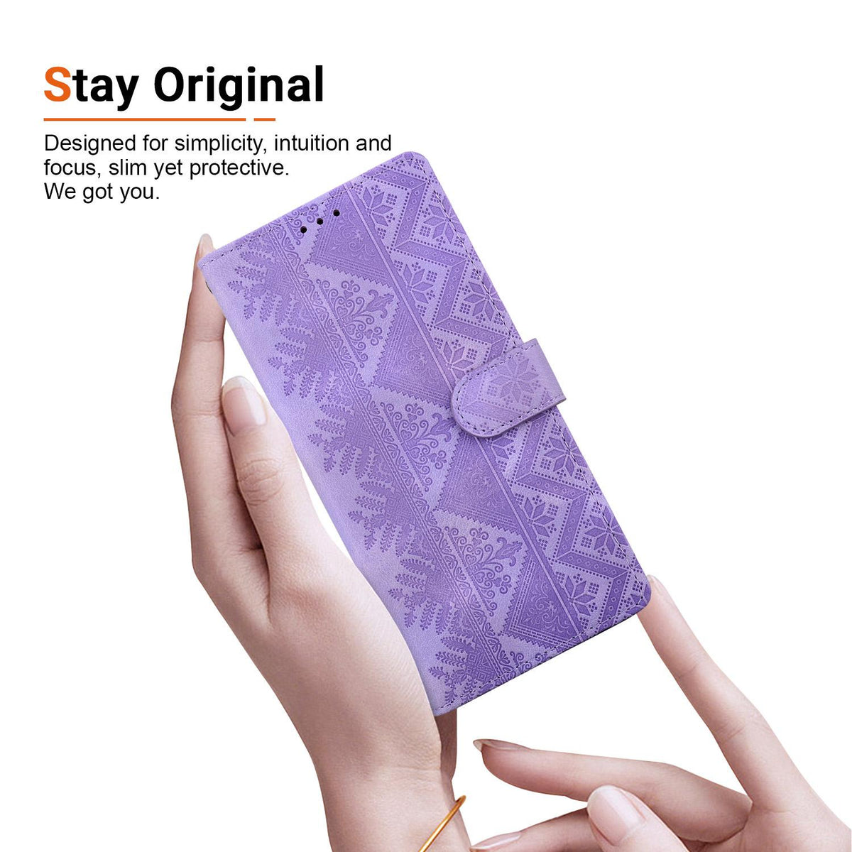 For Google Pixel 10a Ethnic Pattern Embossed Vegan Leather Phone Case - Purple - EDA009978303D