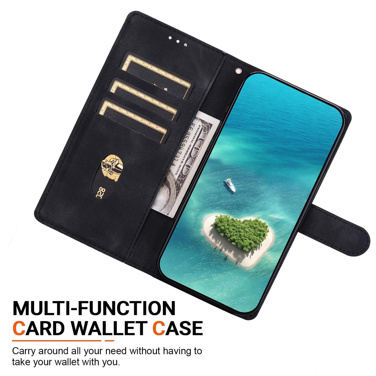 For iPhone 15 Ethnic Pattern Embossed Vegan Leather Phone Case - Black - EDA009979013F