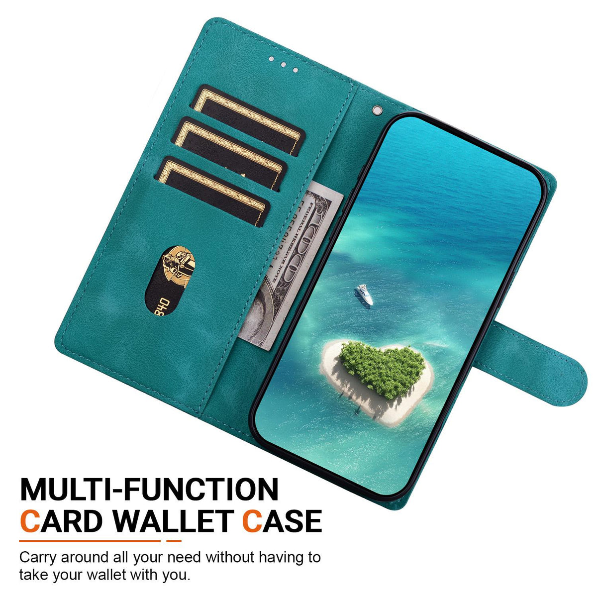 For iPhone 8 Plus / 7 Plus Ethnic Pattern Embossed Vegan Leather Phone Case - Green - EDA009979029B