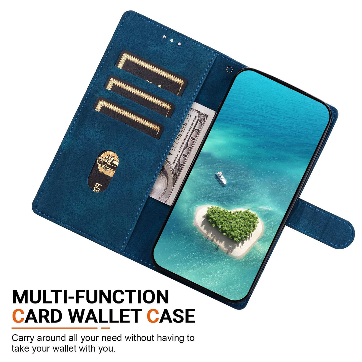 For iPhone 8 Plus / 7 Plus Ethnic Pattern Embossed Vegan Leather Phone Case - Dark Blue - EDA009979029E